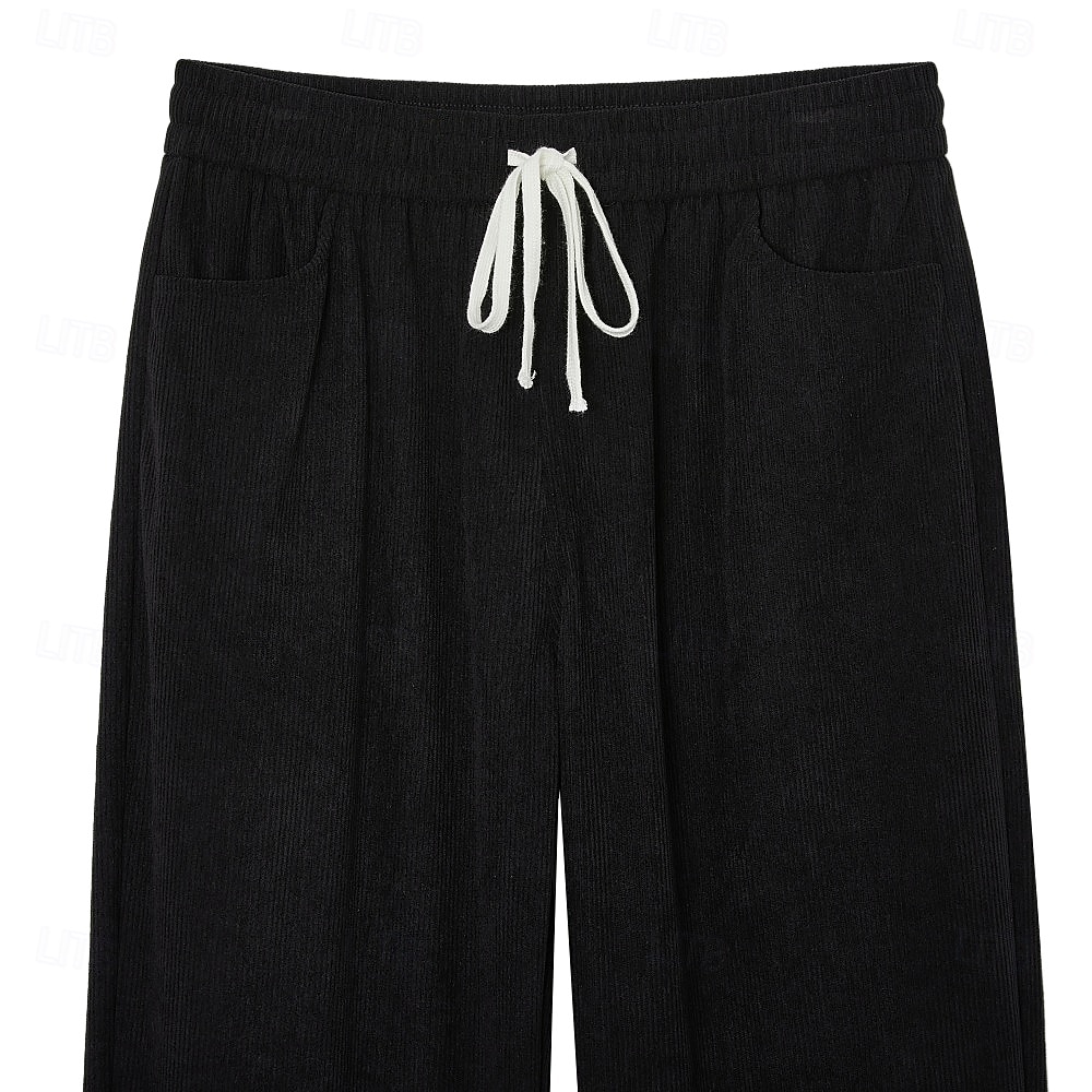 Hombre Pantalones Pantalones de Pana Pantalones anchos Pantalones casuales Cintura elástica Pierna recta Color sólido Comodidad Dispersor de humedad Longitud total Casual Diario Exterior Moda Ropa de 2026 - $28.99 –P5
