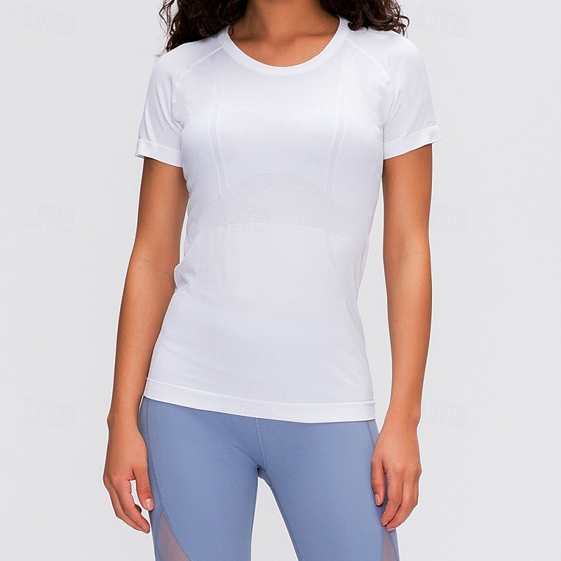 Per donna parte superiore del pilates Camicia da allenamento Maglietta da yoga Girocollo Delicato sulla Pelle Leggero Confortevole Sportivo Manica Corta Gli sport Tinta unica Top Per Allenamento in del 2026 a $24.99 –P1