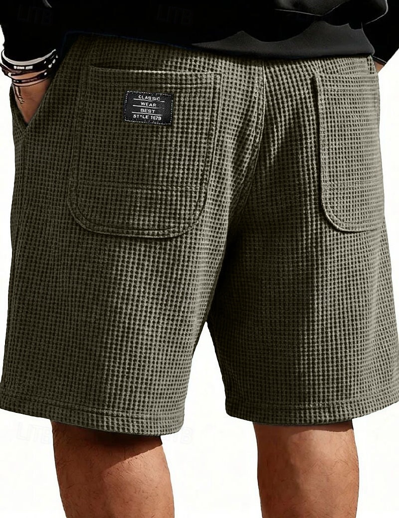 Homme Short gaufré Shorts Short décontracté Avec Poches Taille Élastique Uni À carreaux Confort Respirant Longueur Genou Occasionnel Extérieur Vacances Vacances Mode Noir Blanche Micro-Élastique de 2026 ? $25.99 –P10