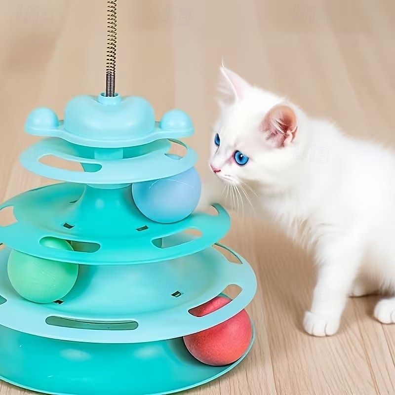 brinquedo para gato bola giratória prato de diversão para gato bastão de jogo automático para gato pena bola giratória brinquedo de torre espacial de 2026 por $22.99 –P4