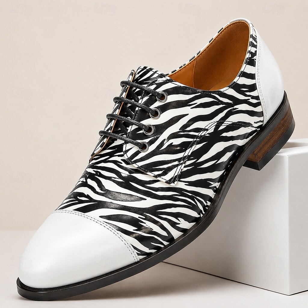 Per uomo Moda Dichiarazione Festa & Sera Pelle Pelle Pieno Fiore Italiana Antiscivolo Allacciatura Nero Bianco Giallo Estate Primavera Autunno del 2026 a $109.99 –P8