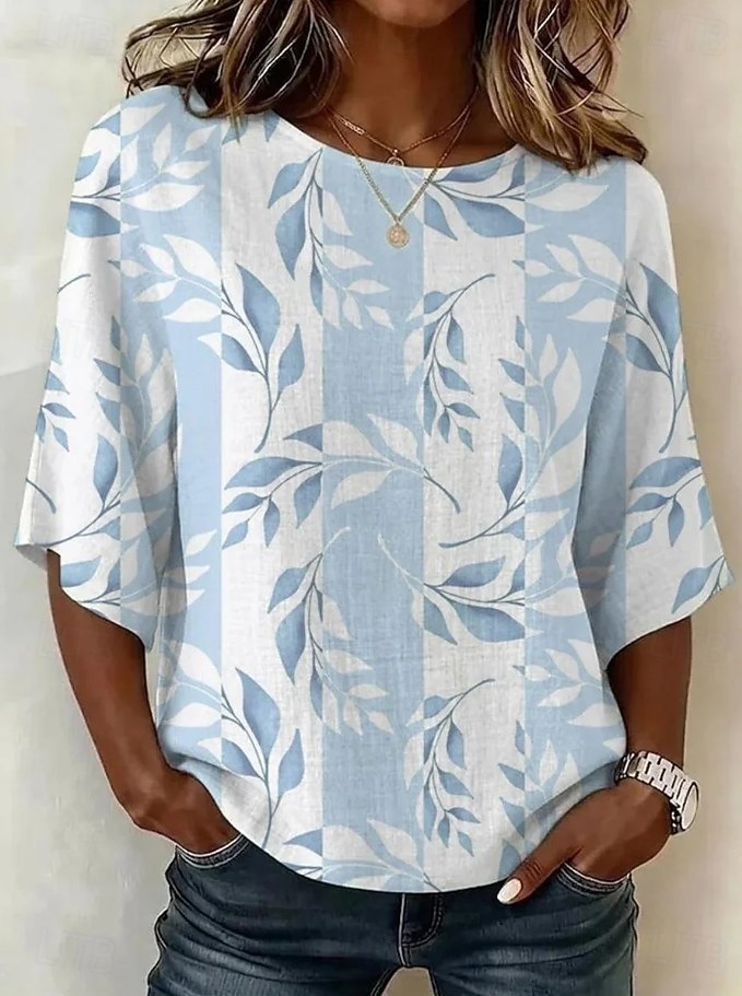 Pentru femei Bluză Imprimeu Floral Grafic Boemia Epocă Tropical Lungime Manșon 3/4 Stil Nautic Topuri obișnuite Casual Zilnic Îmbrăcăminte de vacanță Albastru piscină Alb Roz Îmbujorat Trifoi Bej 2026 - $28.99 –P7