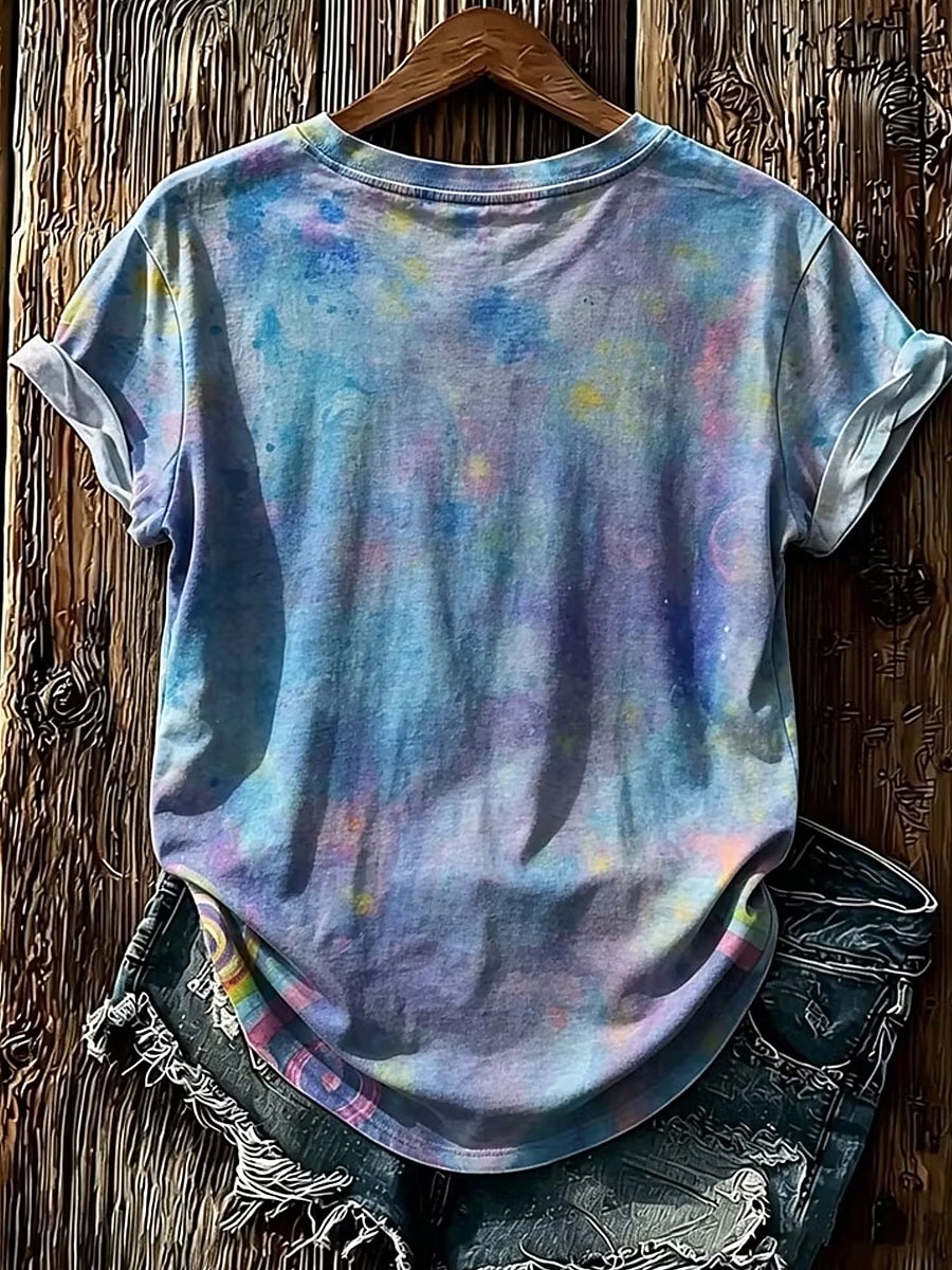 Dames T-shirt Afdrukken Bloemig Grafisch dier Modieus Stijlvol Klassiek Korte mouw Strakke ronde hals Normale tops Casual Dagelijks Weekend blauw Blozend Roze Paars Oranje Zomer Lente 2026 - $21.99 –P4