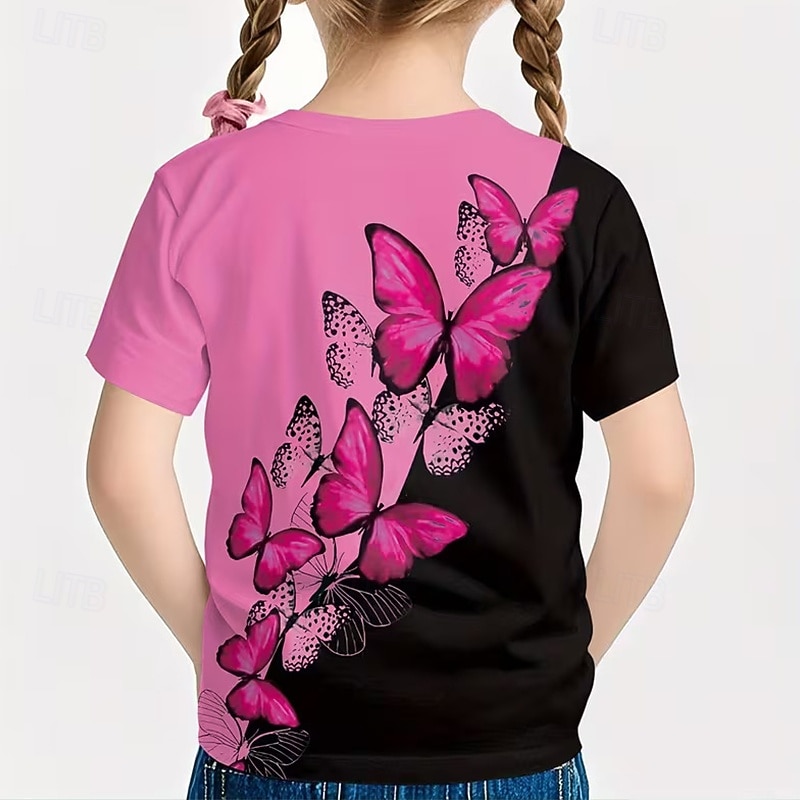 Ragazze 3D Grafico Farfalla Maglietta Manica Corta Stampa 3D Estate Primavera Sport Moda Streetwear Bambini 5-12 anni Girocollo Casuale Quotidiano All'aperto Vestibilità regolare del 2026 a $13.49 –P7