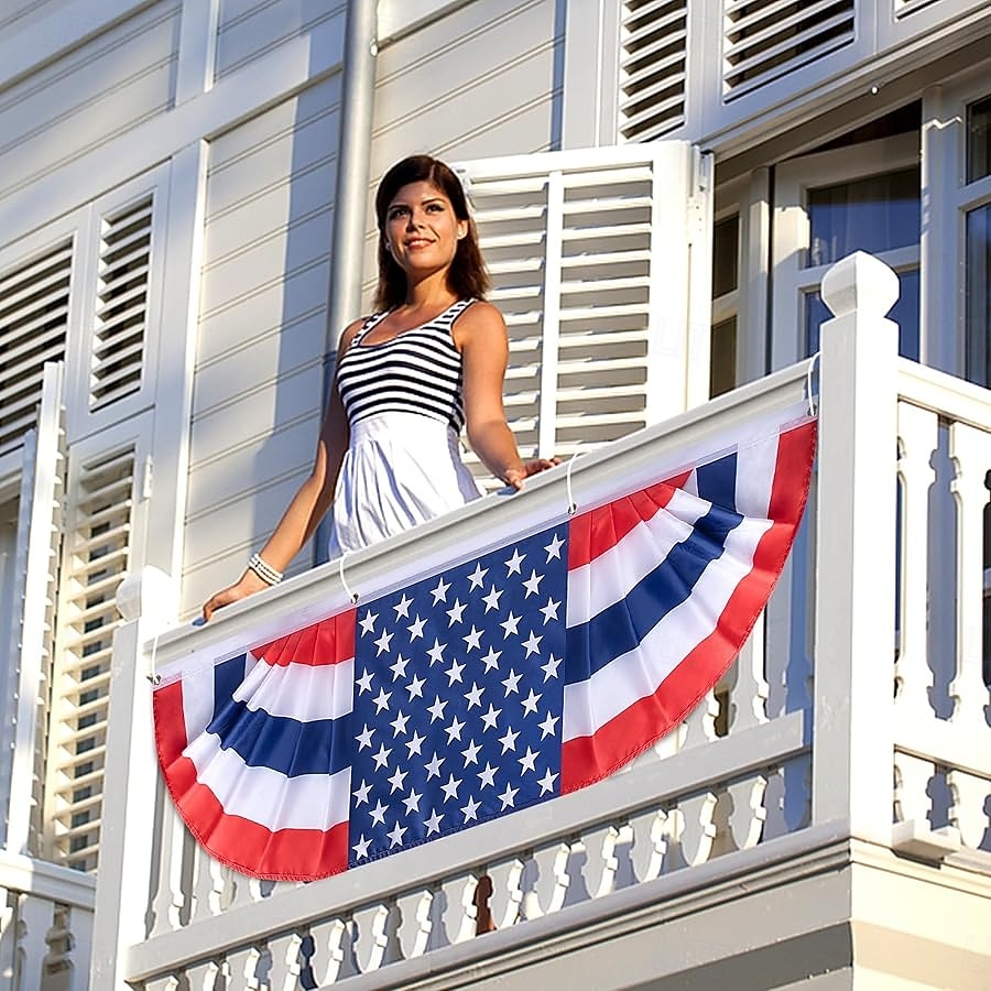 Conjunto de 3 bandeirinhas americanas plissadas de 1,5 x 45 cm (5 x 1,5 pés), bandeirinhas patrióticas americanas tradicionais para o 4 de julho, bandeira americana plissada em formato de leque para de 2026 por $39.99 –P3