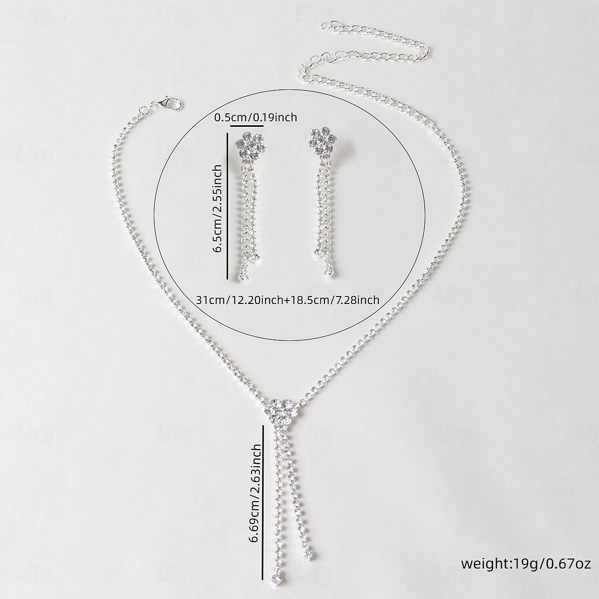 Schmuckset 2 Strass Chrom Ohrringe Halskette Damen Europäisch Schmuck-Set Für Hochzeit 2026 - $17.49 –P5