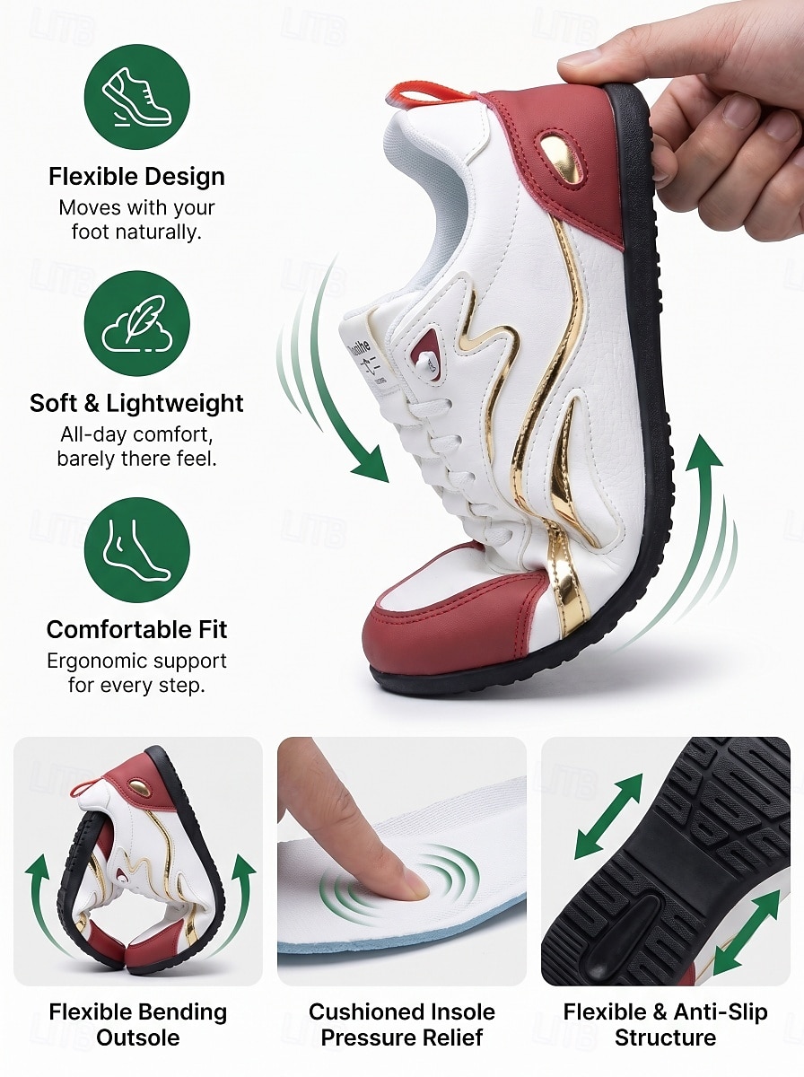 Men's White Red Music Festival Sneakers - Comfortable Lace Up Casual Shoes - Stylish Low Top Footwear for Concerts, Festival Outfits, Outdoor Parties and Everyday Streetwear 2026 - $32.99 –P1