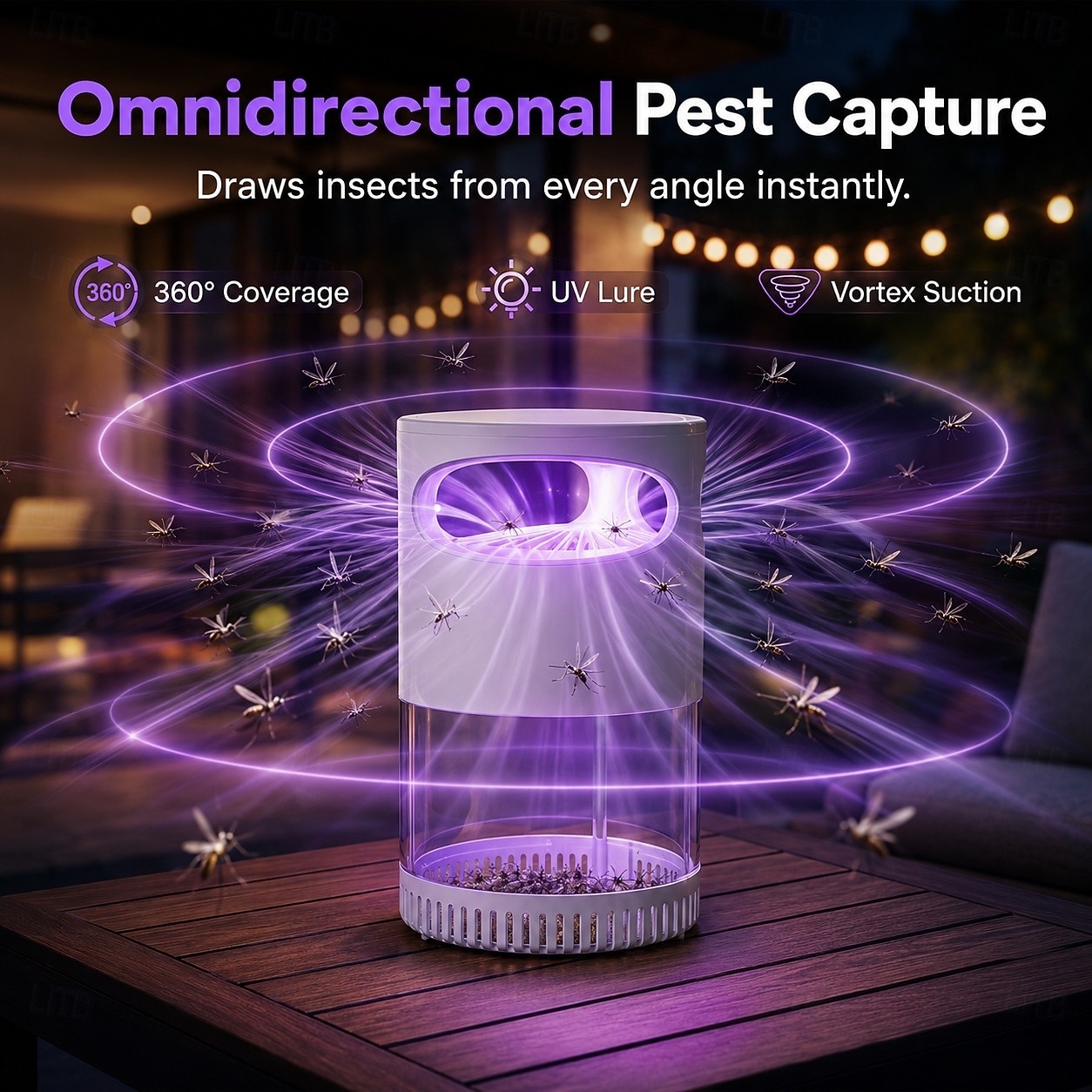 Piège à mouches des fruits, attrape-insectes volants, ventilateur intégré, pour moustiques, moucherons et autres insectes volants, tue-moustiques, lumière bleue efficace de 2026 ? $17.99 –P8