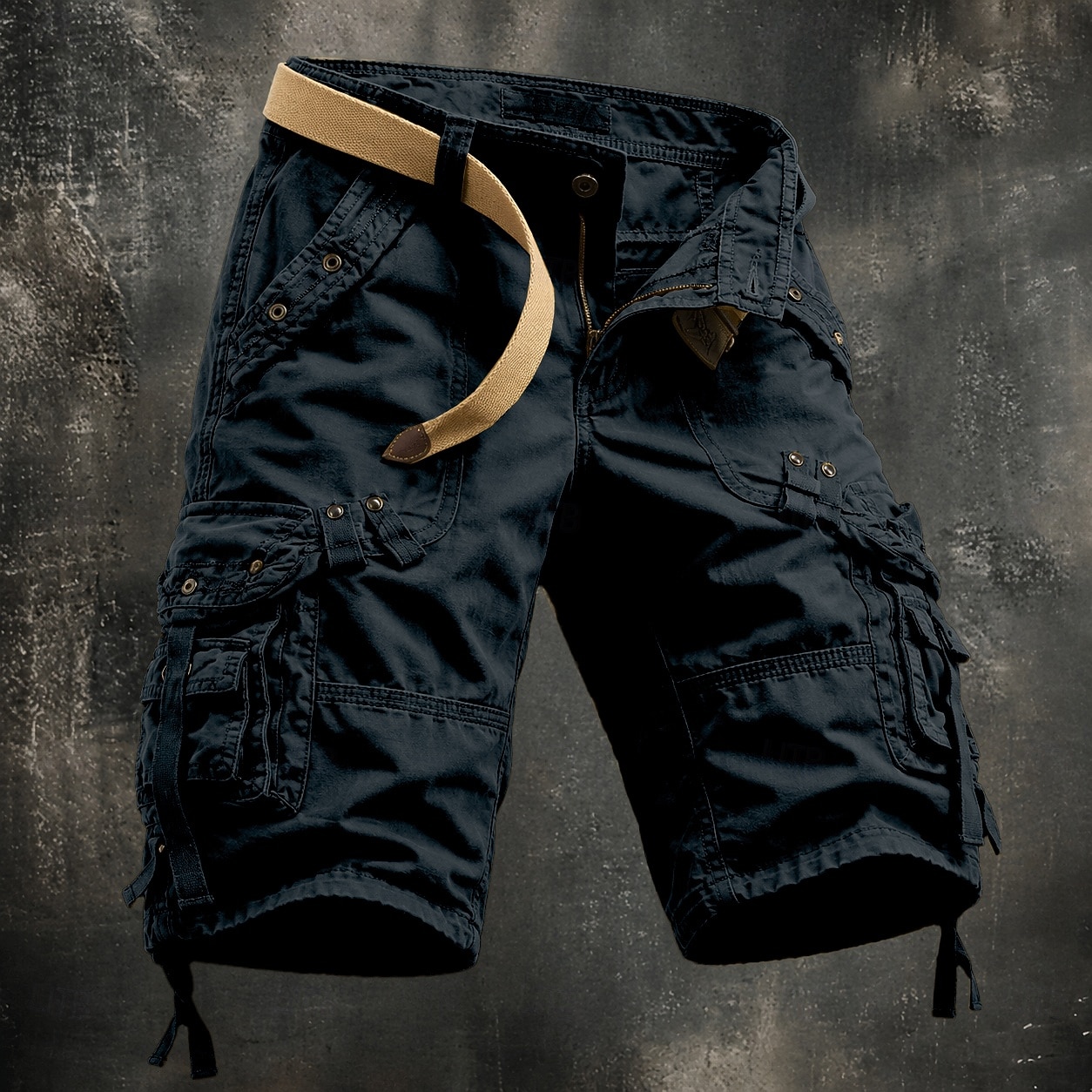 Hombre Pantalones tipo cargo Pantalón Corto Cargo Pantalón corto Pantalones cortos casuales Bolsillo Cintura elástica Color sólido Plano Longitud de la rodilla Casual Exterior Ropa de calle Moda Ropa 2026 - $37.99 –P2