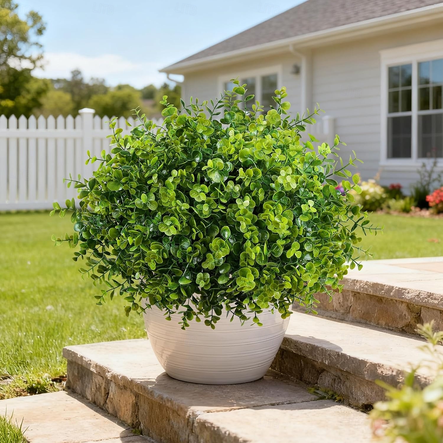12 ramos de plantas artificiais para decoração de primavera e verão, eucalipto falso de plástico resistente aos raios UV, com aparência realista, ideal para vasos em varandas, terraços, jardins e de 2026 por $21.99 –P2