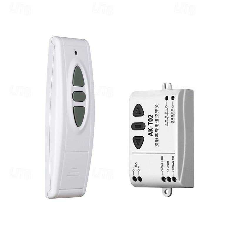 trådløs fjernkontroll for motorisert projeksjonsskjerm, ak-t02 elektrisk skjermkontrollermottaker &Sendersett for rørmotorer, rulleporter og elektriske gardiner, opp/ned/stopp 2026 - $29.99 –P1