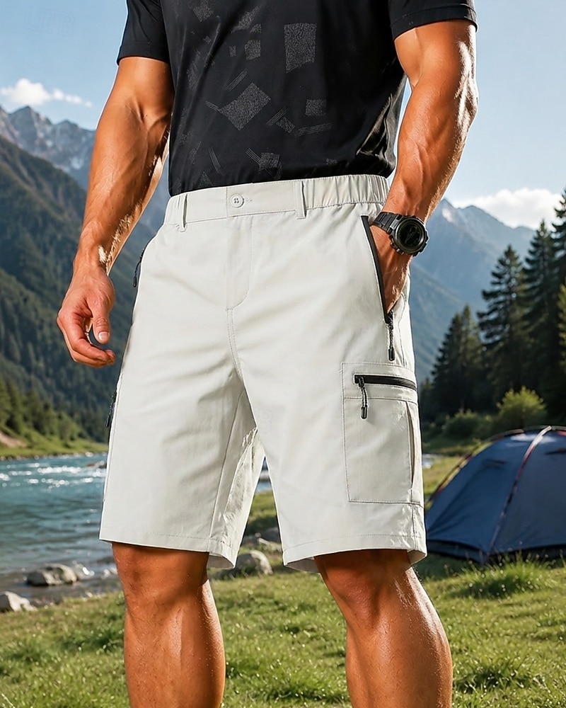 Homens Shorts ao ar livre Bermuda Cargo Shorts de caminhada Calções Cambat Verão Primavera Outono Ao ar livre Moderno Prova-de-Água Secagem Rápida Leve Respirável Calção Zípers Bolsos Cinzento Escuro de 2026 por $12.99 –P8