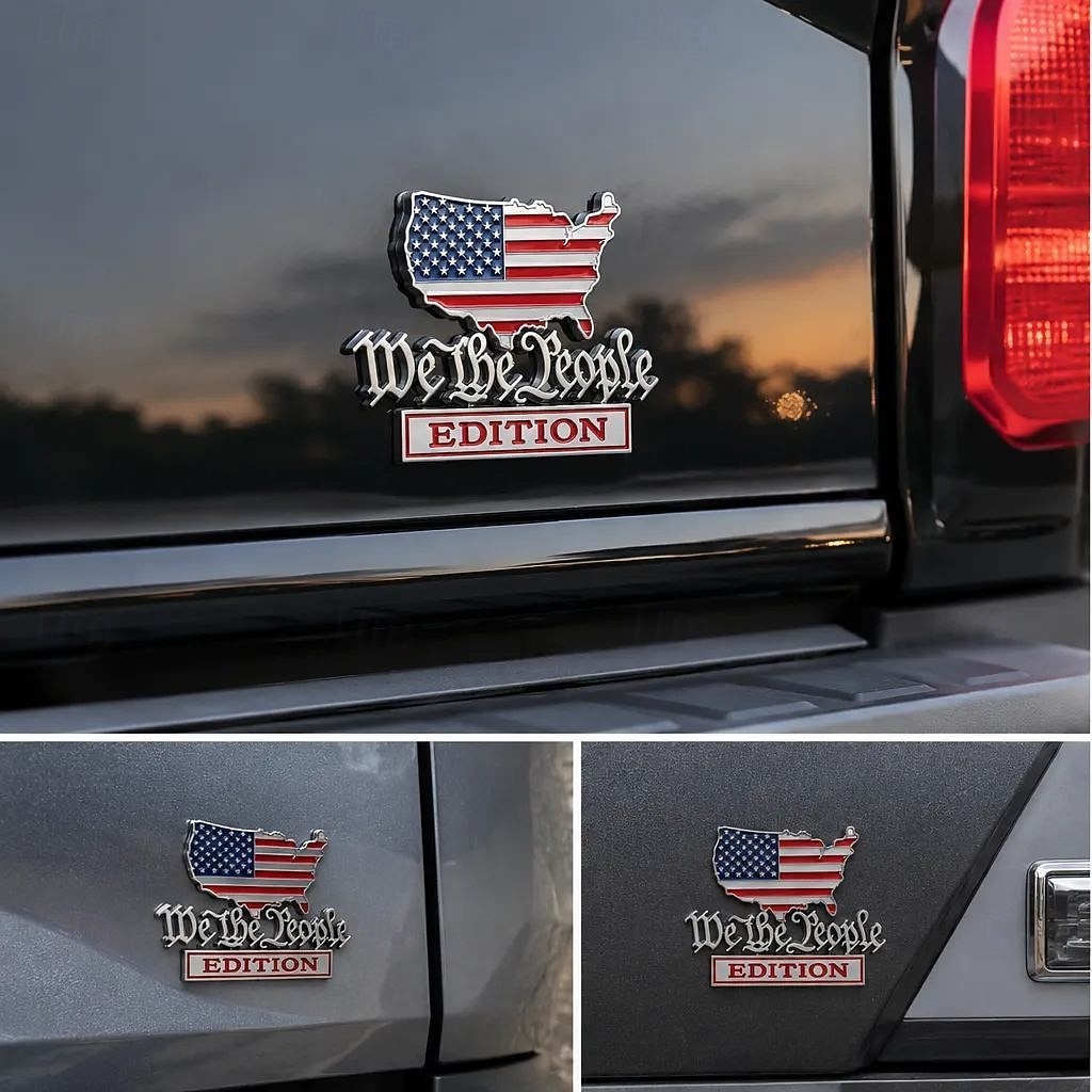 2er-Pack „We the People“-Autoemblem mit patriotischer Flagge, 3D-Chrom-Autoaufkleber für LKW, SUV, Motorrad, patriotisches Design mit amerikanischer Verfassung – Geschenkidee für Männer und Frauen 2026 - $15.99 –P4