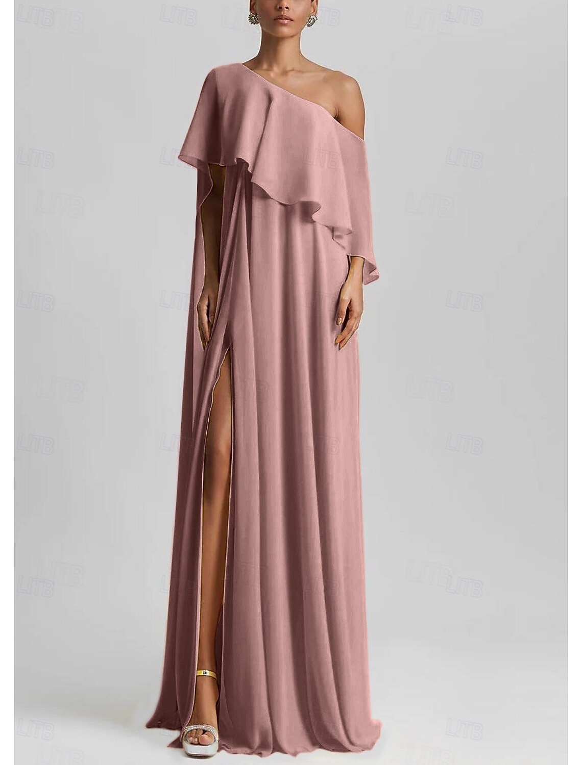 A-Line Floor Length Prom Dresses Elegant Sleeveless One Shoulder Formal Wedding Guest Stretch Chiffon with Ruffles Slit 2026 - $160.99 –P21