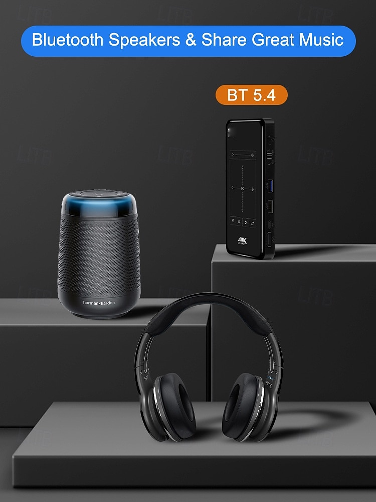 Умный мини-проектор DLP с Wi-Fi 5G и Bluetooth, портативный карманный проектор с поддержкой декодирования 4K, коррекцией трапецеидальных искажений, ручной фокусировкой, сенсорным управлением, проектор 2026 - MXN $7729.38 –P11