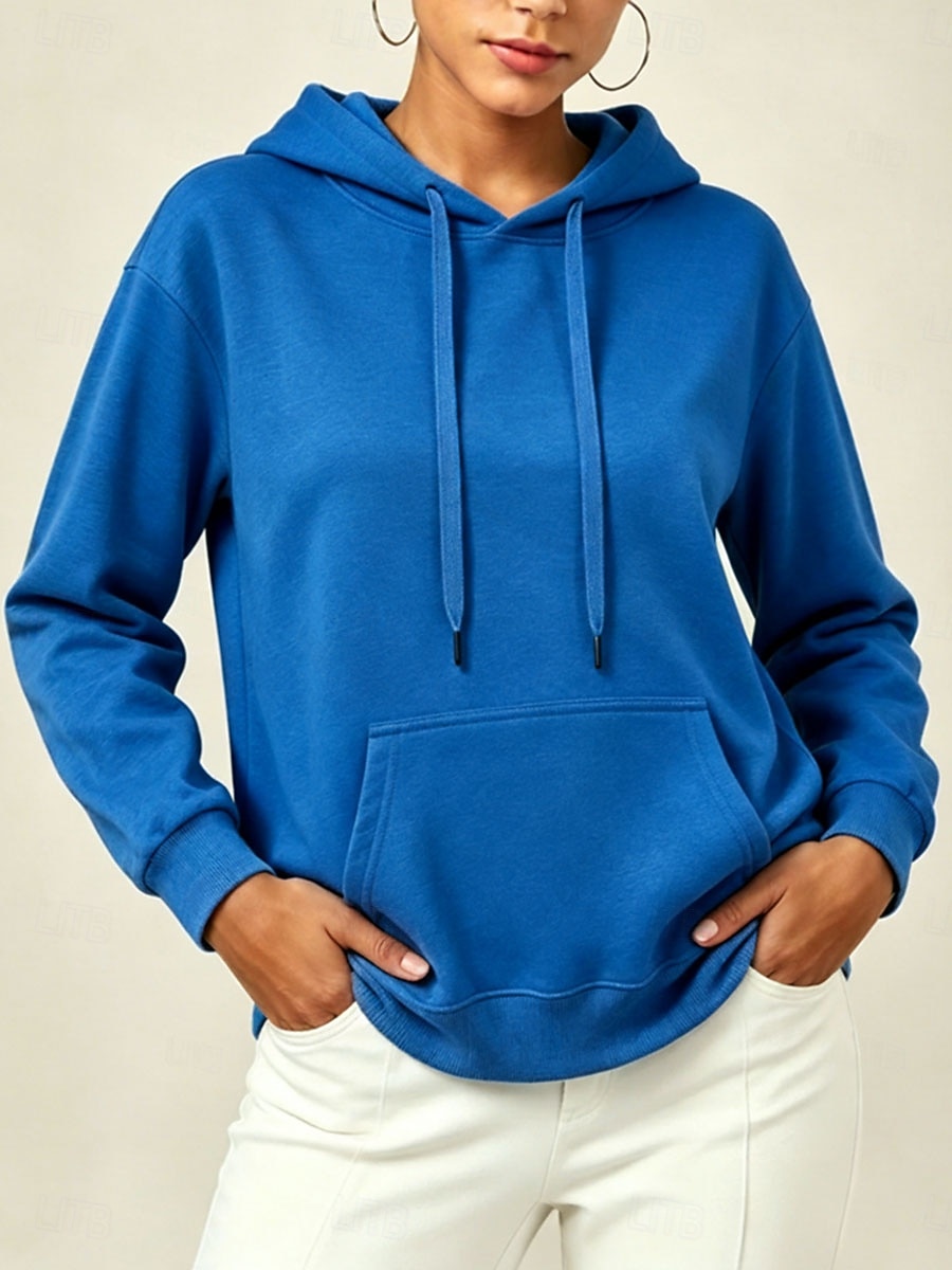 Per donna Pullover Felpe con cappuccio Semplice Casual Manica Lunga Con Cappuccio Top Regolari Blu Nero Grigio Autunno del 2026 a $31.99 –P4