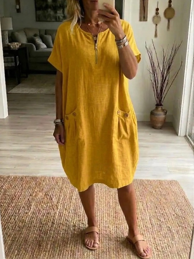 Damen Minikleid A Linie Kleid Sommerkleid Urlaub Lässig Boho Täglich Ferien Sommerkleid Lässiger Schnitt Einfach Halbarm Rundhalsausschnitt Blau Gelb Leicht Braun Orange Sommer Frühling 2026 - $26.99 –P3