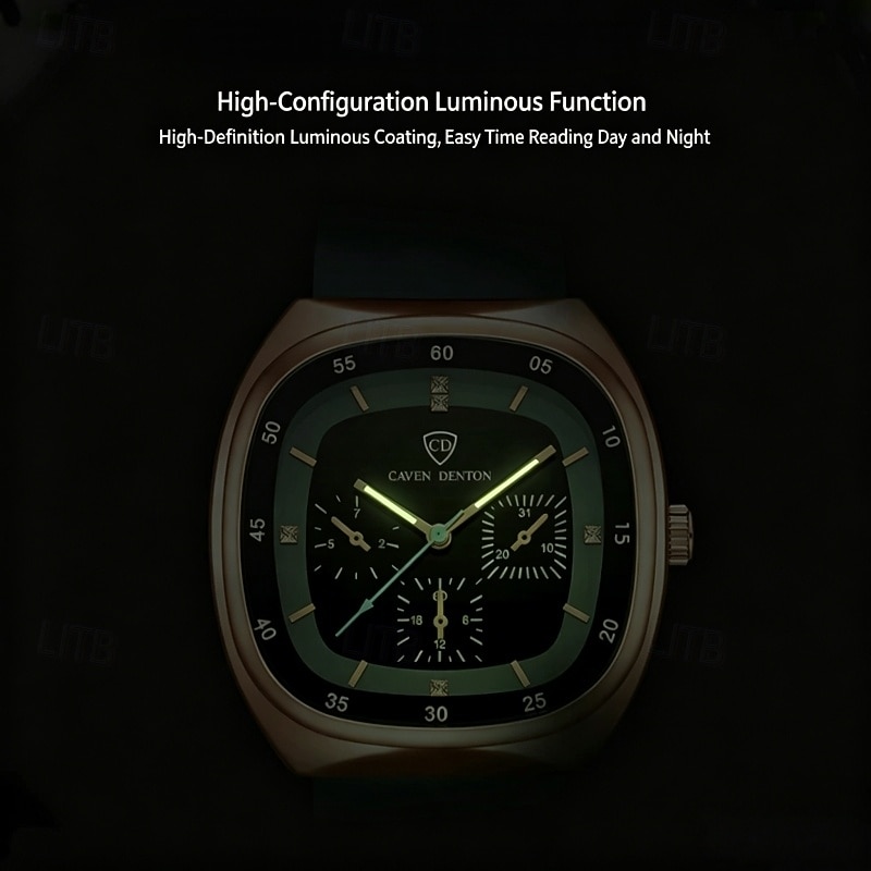 Men's Luxury Watch Fashion Square Chronograph Business Quartz Wristwatch for Men Waterproof Sport Casual Silicone Strap Watch Male Luminous Multi-Function Brown Band Gents Gift 2026 - $32.99 –P3