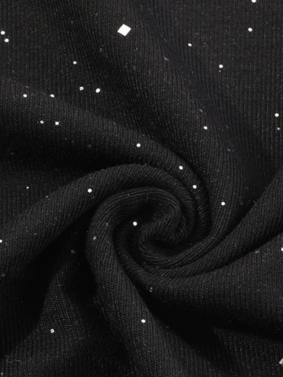 Dam T-shirt T-tröja Strass Ensfärgat Mode Stylish Klassisk Kortärmad Fyrkantig hals Vanliga toppar Ledigt Dagligen Utekväll Svart Vit Brun Grå Sommar Vår 2026 - $19.99 –P7