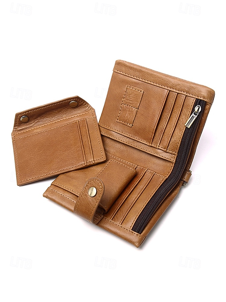 Portafoglio da uomo in vera pelle – organizer per carte, contanti e monete, design classico e resistente, ideale per lavoro e tempo libero, per l'uso quotidiano e i viaggi, disponibile in diversi del 2026 a $26.99 –P8
