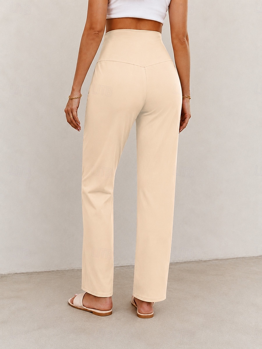 Mujer Pantalones de yoga Refrescante Secado rápido Polainas Activo Moda Longitud total Alta cintura Casual Diario Hogar Negro Azul Oscuro Albaricoque Beige Verano Primavera Otoño 2026 - $29.99 –P9