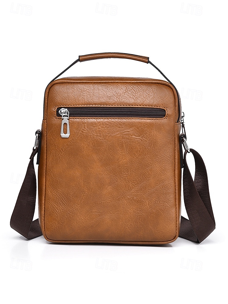 Men's Vintage Faux Leather Crossbody Bag, Multi-Color Large Capacity Multi-Pocket Shoulder Bag with Adjustable Strap for Travel Vacation and Daily Commute 2026 - E£1090.89 –P6