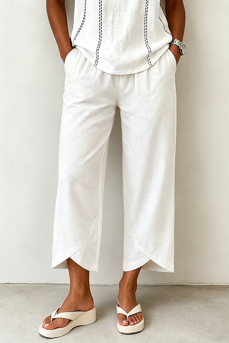 Mujer Pantalones casuales Pantalones Rectos Elegante Vacaciones Casual Longitud total Alta cintura Caqui Negro Blanco Azul Marino Oscuro Verano Primavera Otoño 2026 - $22.99 –P6
