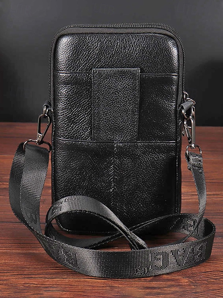 geantă crossbody bărbătească din piele naturală - borsetă cu 3 compartimente &geantă de umăr cu compartimente multiple, capacitate mare &curea reglabilă pentru călătorii și naveta &casual de zi cu zi, 2026 - $19.99 –P5