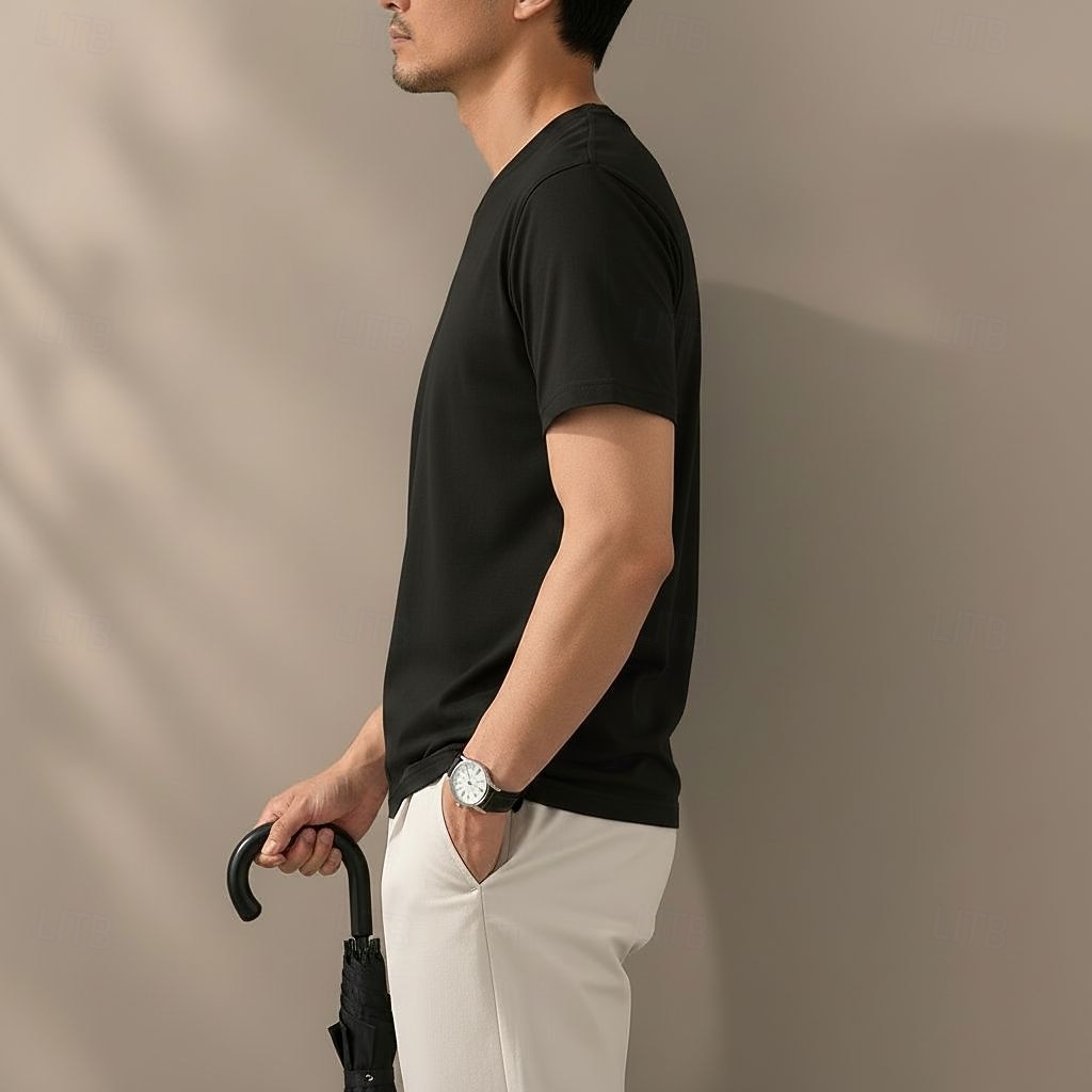 Men's 100% Cotton T Shirt Short Sleeve V Neck Spring All Seasons Plain Vacation Fashion Daily V Neck Casual Daily Outdoor Black Top Tee for Men 2026 - $41.99 –P8
