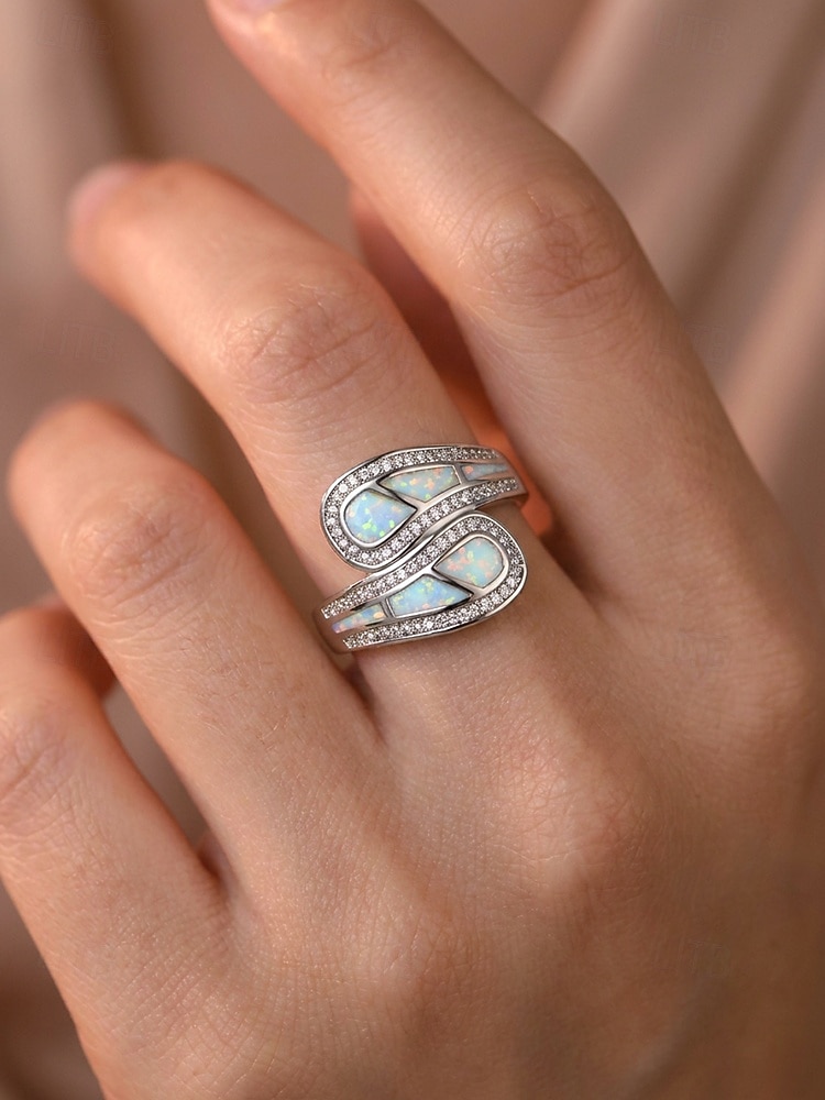 Damring i bohemisk legering, eleganta smycken i opal-look i flera storlekar för strandsemester, vardagskläder 2026 - $11.99 –P2