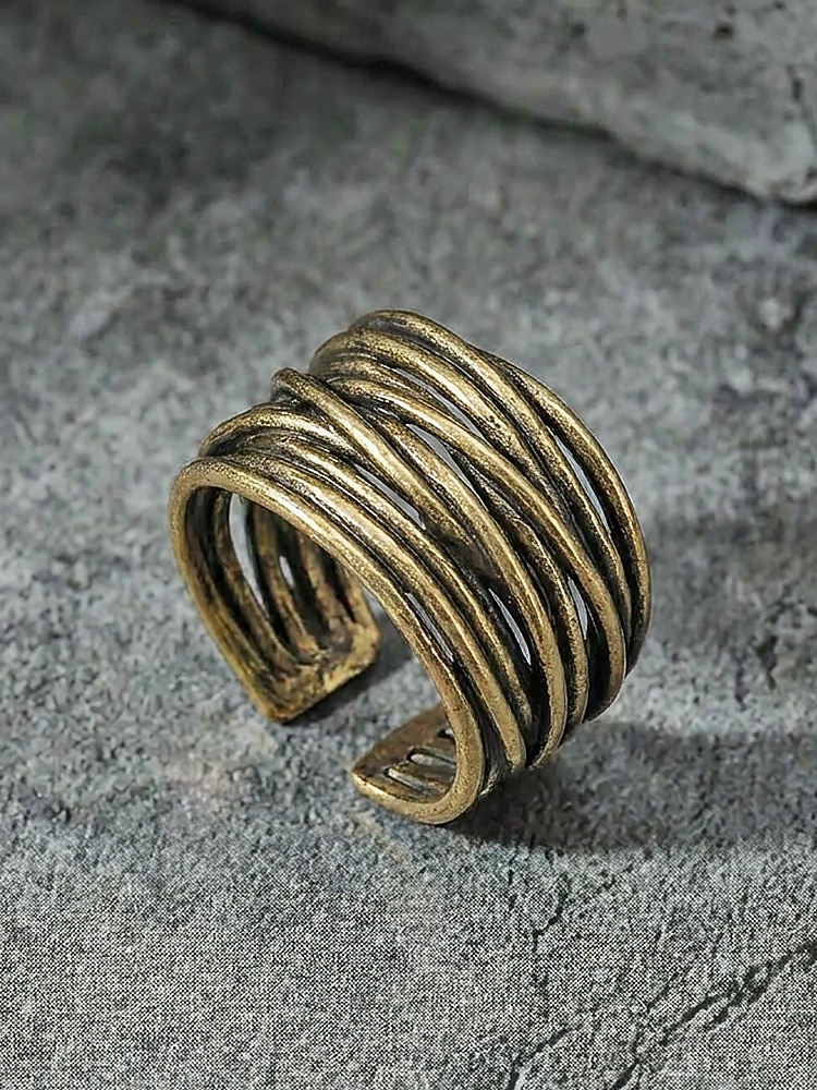 Herenring in bohemian vintage stijl, open koperen ring, verstelbaar, handgemaakt, perfect voor een strandvakantie. &casual accessoire voor dagelijks gebruik 2026 - $7.99 –P9