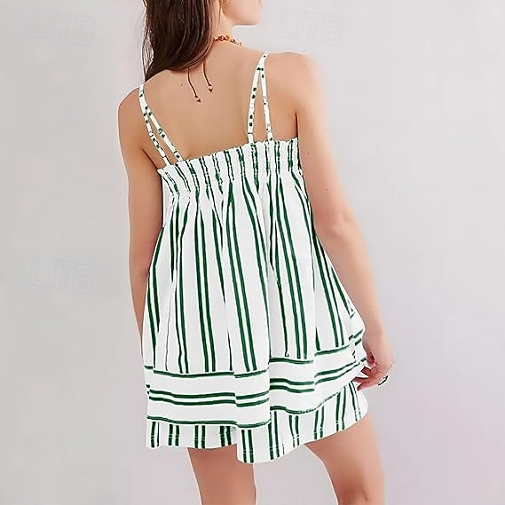 Women's Camisole Sleeveless Striped Ruched Bohemia Vacation Vintage Yellow Pink Green Summer Loose Fit 2026 - $33.99 –P12