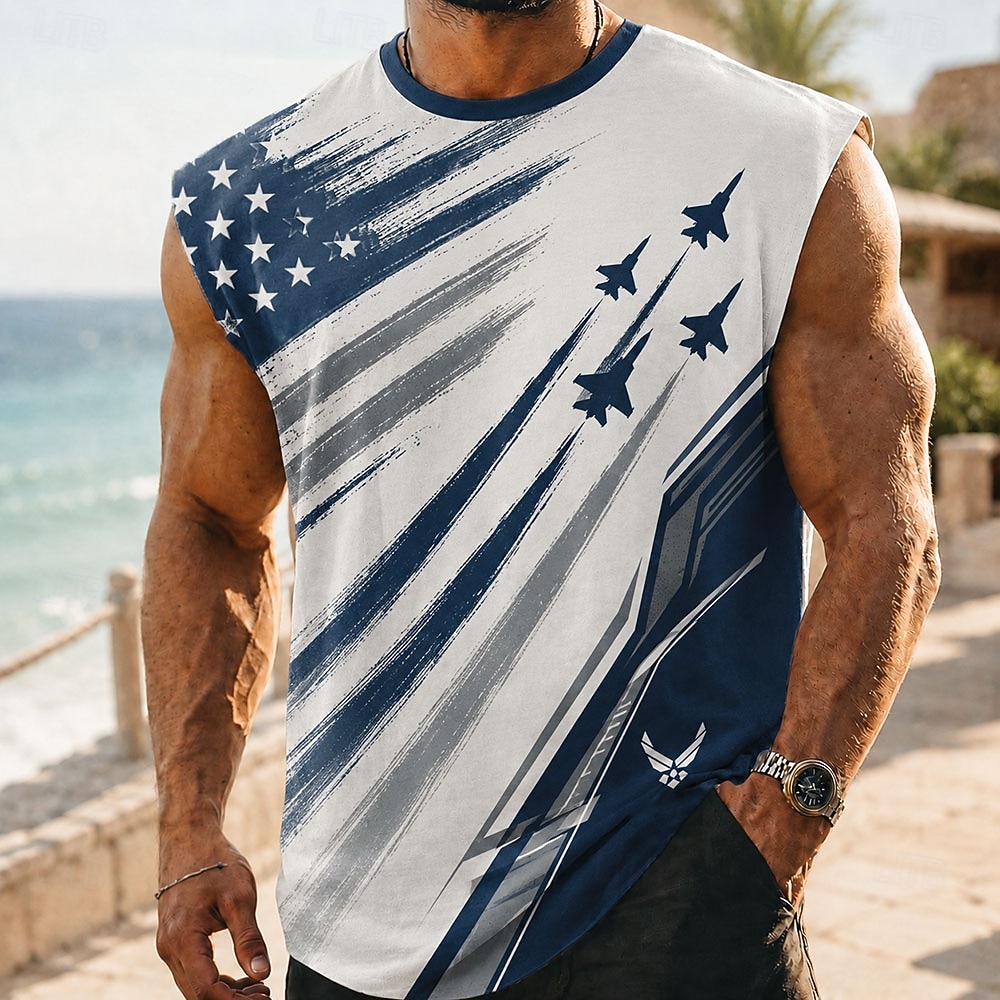 T-shirt sans manches à col rond pour hommes 250e anniversaire drapeau américain impression 3D quotidien streetwear bleu bleu clair noir vêtements de printemps et d'été S M L XL 2XL 3XL de 2026 ? $17.99 –P1