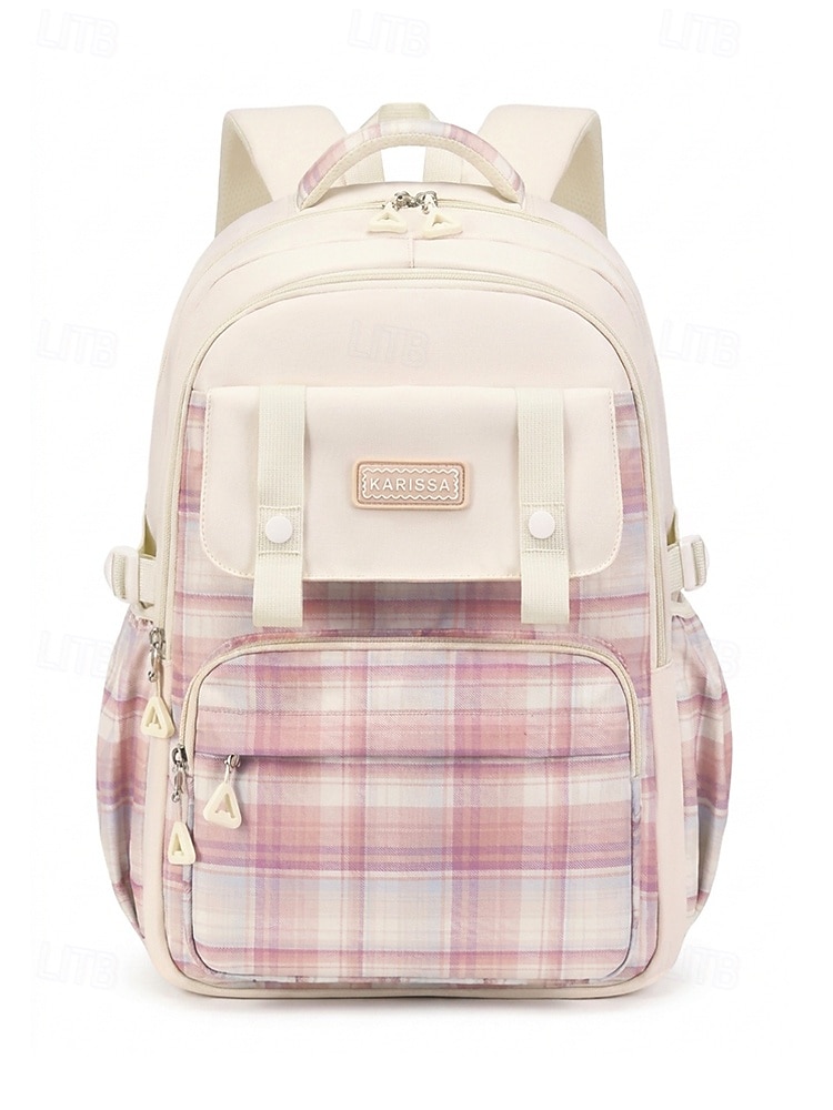 Girls Plaid Backpack for School, Large Capacity Multi Pocket Polyester Bookbag, Cute Pink Travel School Backpack with Laptop Compartment, Water Resistant for Elementary & Middle School 2026 - €36.99 –P5