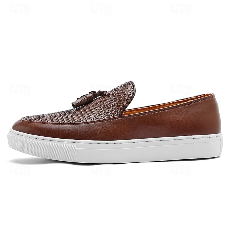 Mocassini da uomo in pelle intrecciata, scarpe eleganti casual senza lacci, scarpe leggere e comode per l'ufficio, i viaggi e l'uso quotidiano. del 2026 a $46.99 –P3