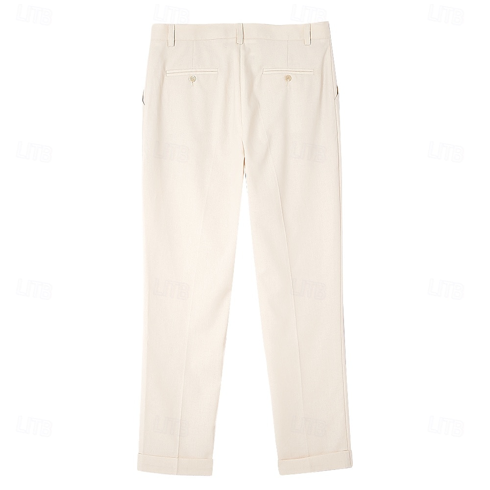 Pantaloni eleganti da uomo in lino, plissettati, vestibilità comoda – pantaloni estivi leggeri e casual, gamba larga e dritta, disponibili in marrone, blu navy e beige. del 2026 a $39.99 –P7