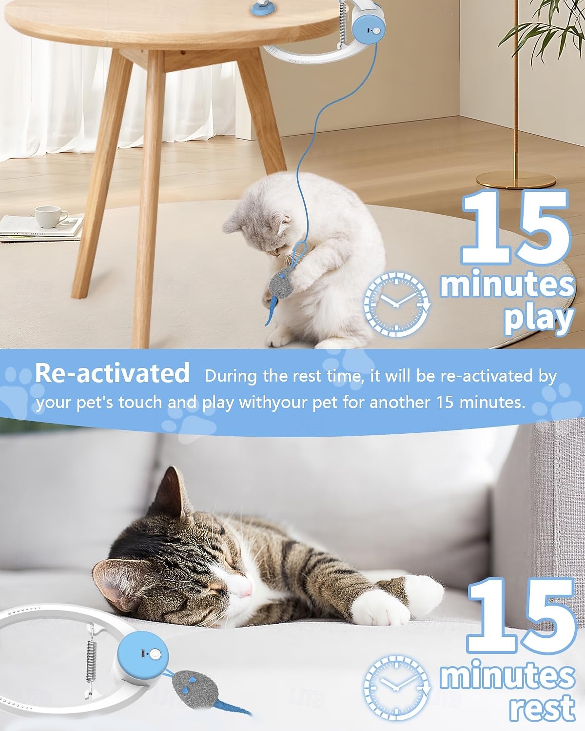 Giocattolo interattivo per gatti da interno, giocattolo intelligente ricaricabile tramite USB da appendere alla porta, retrattile automatico, giocattolo elettronico per gatti con piume e cordino, con del 2026 a $53.99 –P9