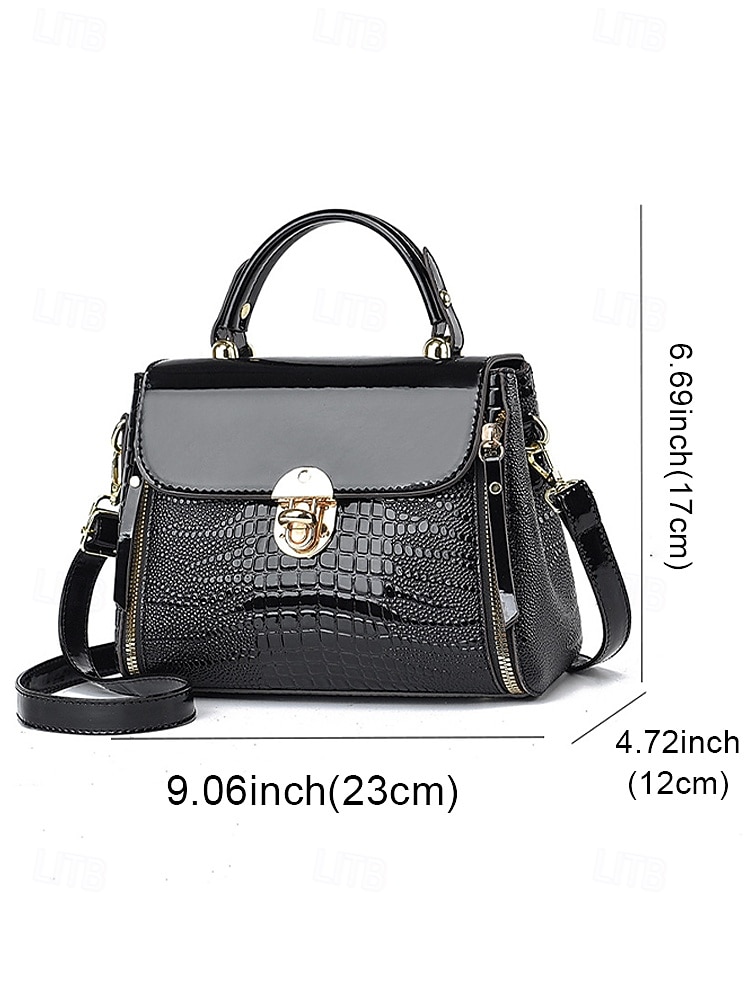Women's Croc Embossed Faux Leather Satchel Bag, Multi Color Top Handle Shoulder Crossbody Purse with Adjustable Strap for Dating Gifts, Daily Wear 2026 - $29.99 –P14