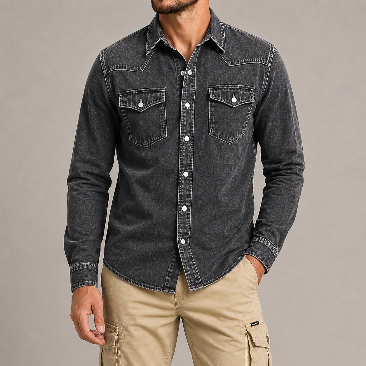 Da uomo Camicia Camicia casual Camicia con Bottoni Nero Borgogna Manica Lunga Semplice Colletto a Camicia Casuale Quotidiano Tasca Frontale Abbigliamento Cotone Elastene Elegante Moda Casual del 2026 a $37.99 –P5