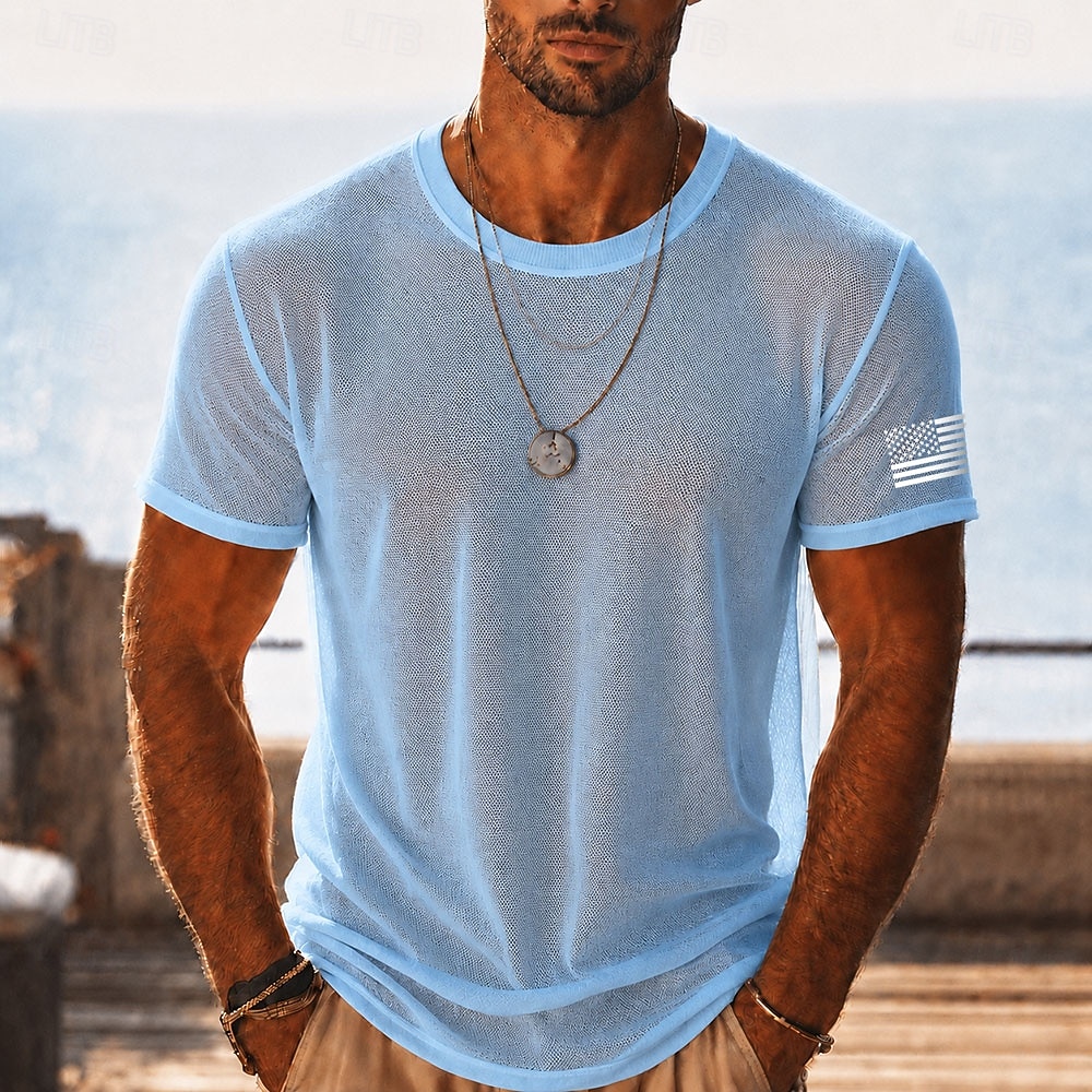 Men's Sheer Mesh T-Shirt, See Through Beach Shirt Summer Clubwear Top for Men 2026 - $18.99 –P5