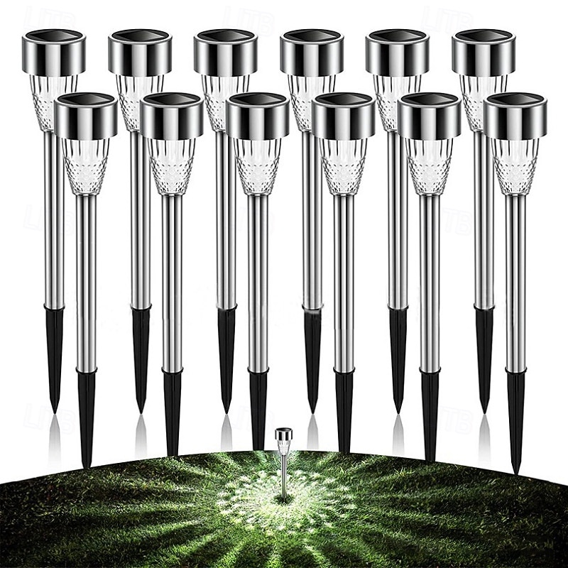 12pcs luci solari da giardino per prato all'aperto a led luce solare impermeabile patio illuminazione percorso cortile lampada decorazione paesaggio del 2026 a $43.99 –P6
