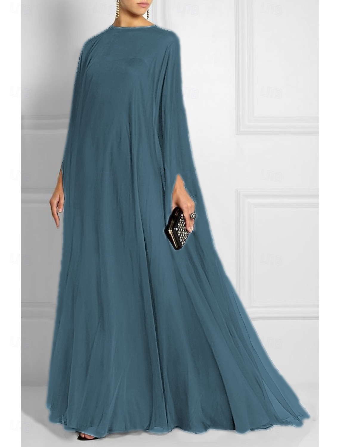 Sheath Evening Gown Empire Dress Formal Evening Sweep Brush Train Long Sleeve Boat Neck Fall Wedding Guest Chiffon with Pleats Dress to impress Sheath Evening Gown Empire Dress Formal Evening Sweep Brush Train Long Sleeve Boat Neck Fall Wedding Guest Chiffon with Pleats Dress to impress