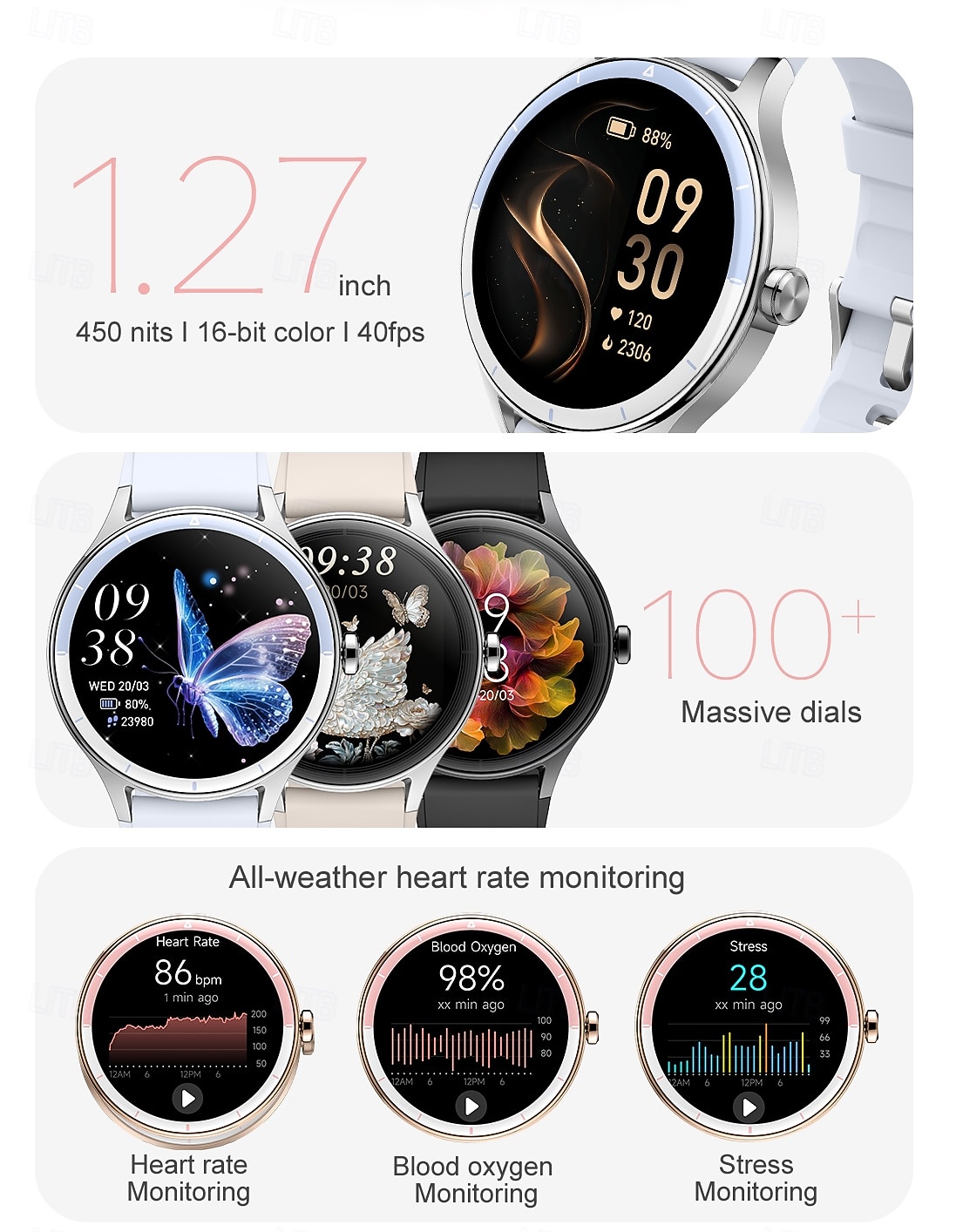 Smart Watch for Women, 1.27" Round Display Elegant Smartwatch with AI Voice Assistant, SpO2 Heart Rate Sleep Monitor, 100+ Watch Faces, Fashion Fitness Tracker for Android iOS 2026 - $64.99 –P2