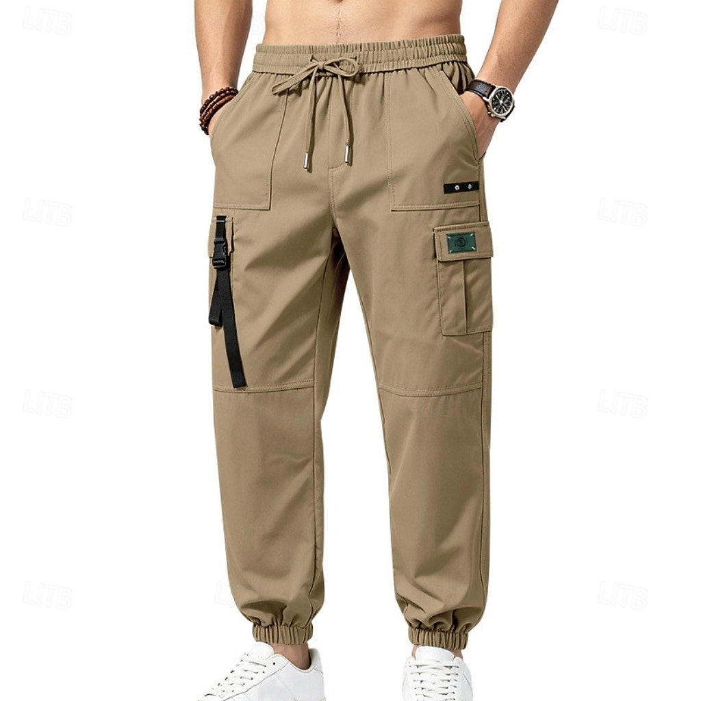 Per uomo Pantaloni Cargo Joggers Pantaloni Coulisse Elastico in vita Multi-tasche Tinta unica Antivento Comodità Quotidiano All'aperto Ferie Streetwear Elegante Cachi Nero Inelastico del 2026 a $29.99 –P1