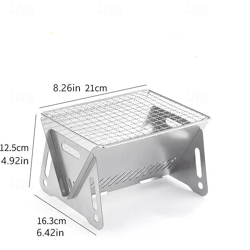 Conjunto de churrasqueira dobrável para uso externo com 2 peças, incluindo fogão a cartucho de aço inoxidável e fogão a carvão portátil, perfeito para camping, trilhas, festas no jardim, piqueniques, de 2026 por $14.99 –P3