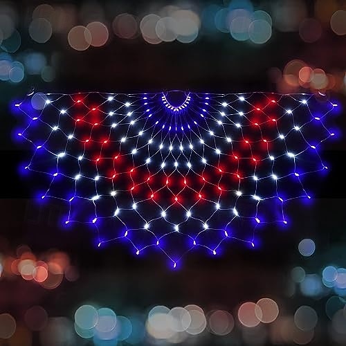 أضواء لافتة العلم الأمريكي بمناسبة الذكرى السنوية الـ 250 للولايات المتحدة الأمريكية وعيد الاستقلال (4 يوليو) - أضواء سلسلة نصف مروحة فائقة السطوع ومقاومة للماء بمعيار IP44 للاستخدام الداخلي &ديكور 2026 - $35.99 –P4