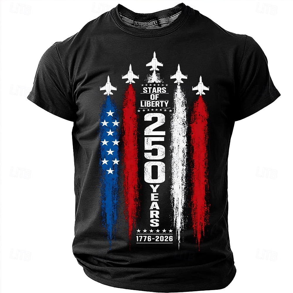 4 juillet 2026, 250e anniversaire Homme Drapeau Américain T-shirt Manche Courte T-shirt Impression 3D Col ras du cou Chemise Mode Occasionnel Quotidien Rue Bleu Noir Vert Été Printemps Vêtement Tenue de 2026 ? $18.99 –P3