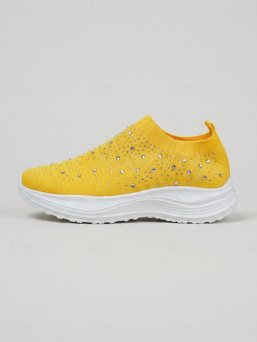 Baskets jaunes à strass pour femmes - chaussures respirantes en maille scintillante avec semelle EVA amortissante pour un usage quotidien et la marche & voyage de 2026 ? $26.99 –P5