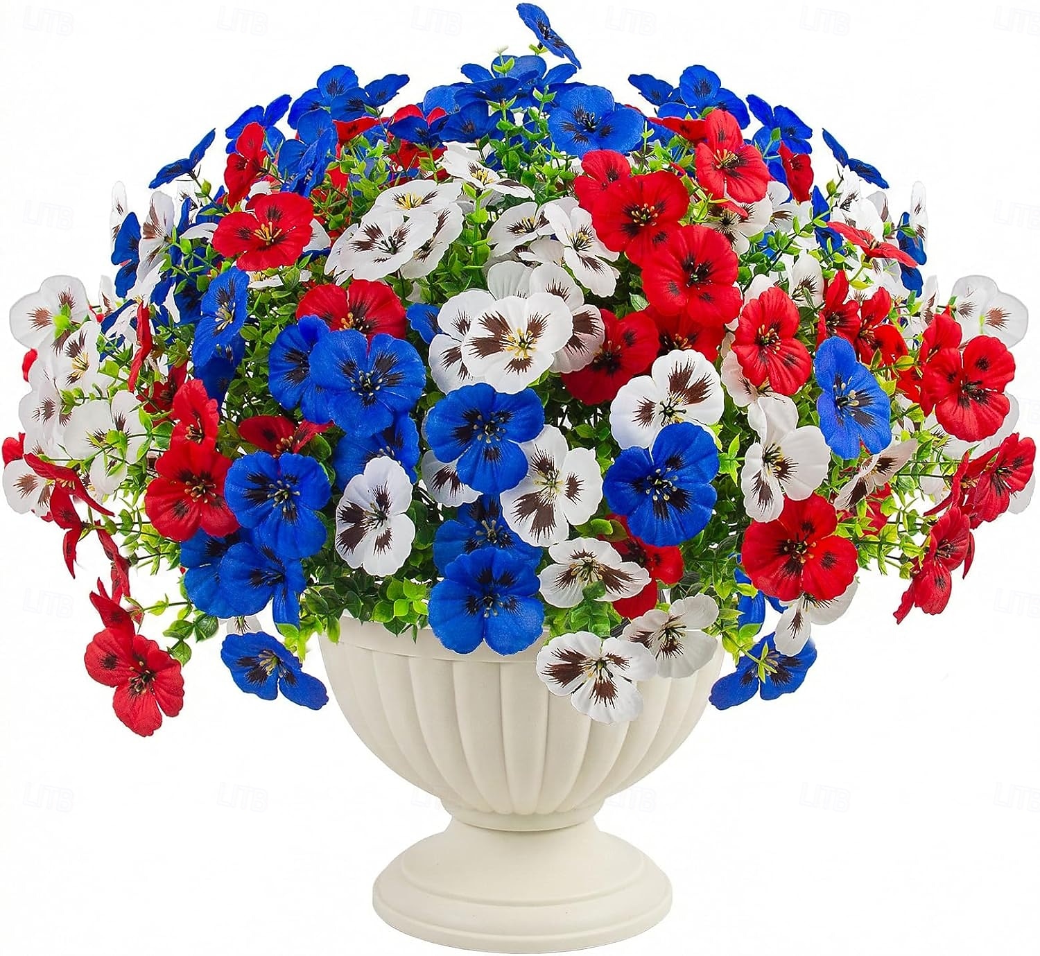 18 Pcs Artificial Fake Pansy Flowers for Outdoor, UV Resistant Faux Silk Pansies Patriotic Flowers for Outside for Planter Front Door Porch Patio Window 4th of July Home Decor (Red, White, Blue) 2026 - $33.99 –P5