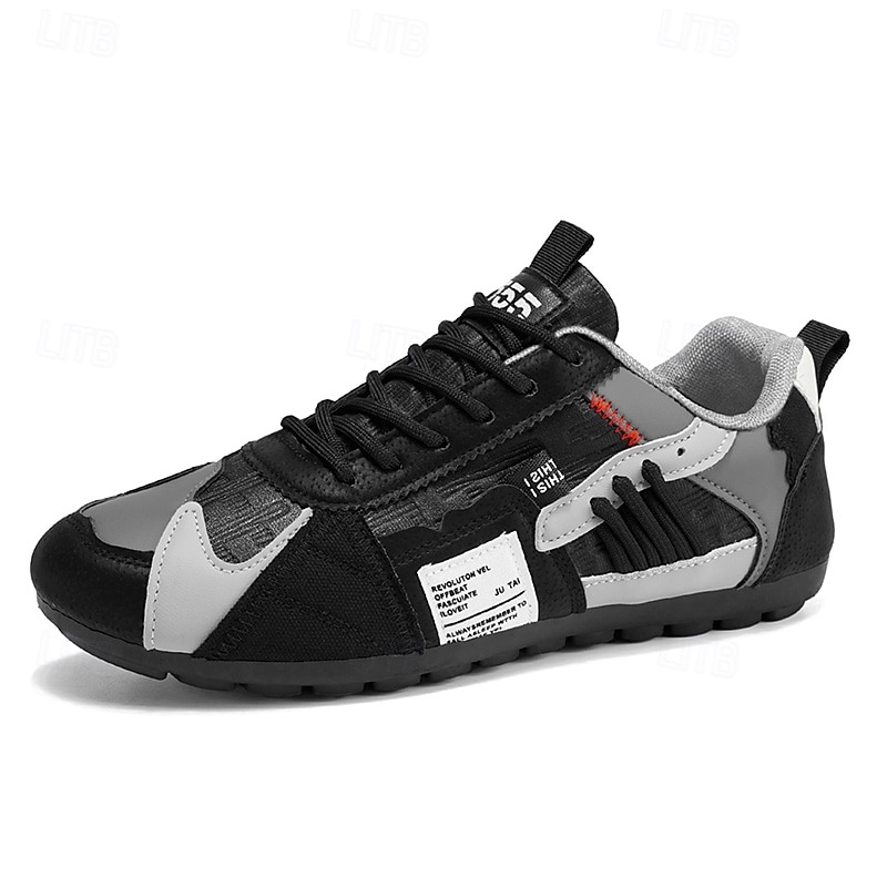Lage sneakers met kleurblokken voor heren, casual wandelschoenen met vetersluiting, retro sportstijl voor op reis, buitenactiviteiten en dagelijks gebruik. 2026 - $32.99 –P2
